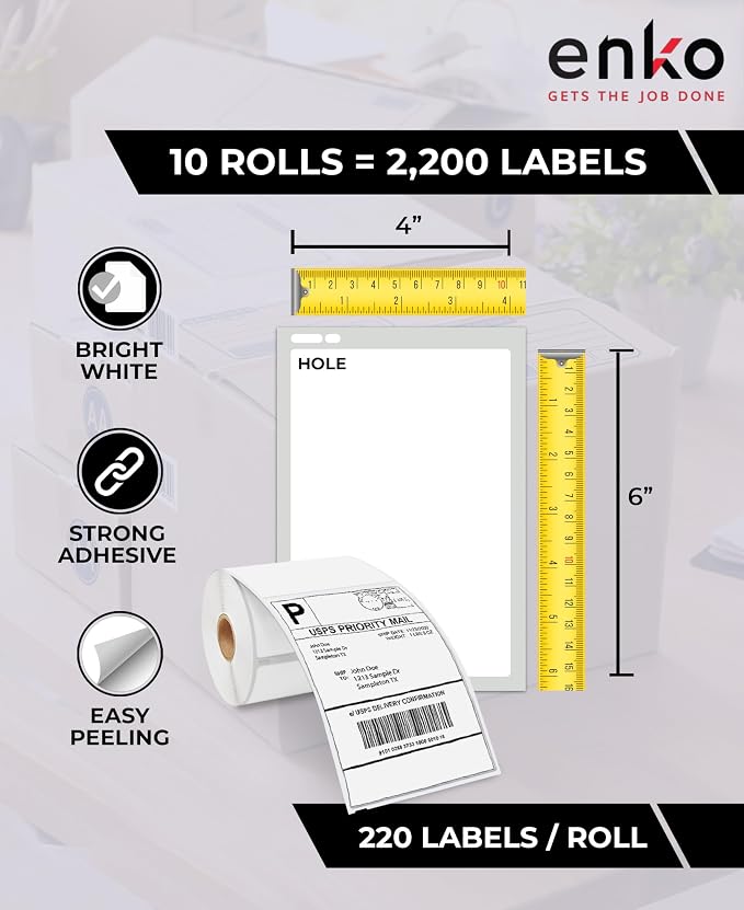 enKo Compatible Zebra 4x6 Label and Dymo Labels 1744907 - Image 3