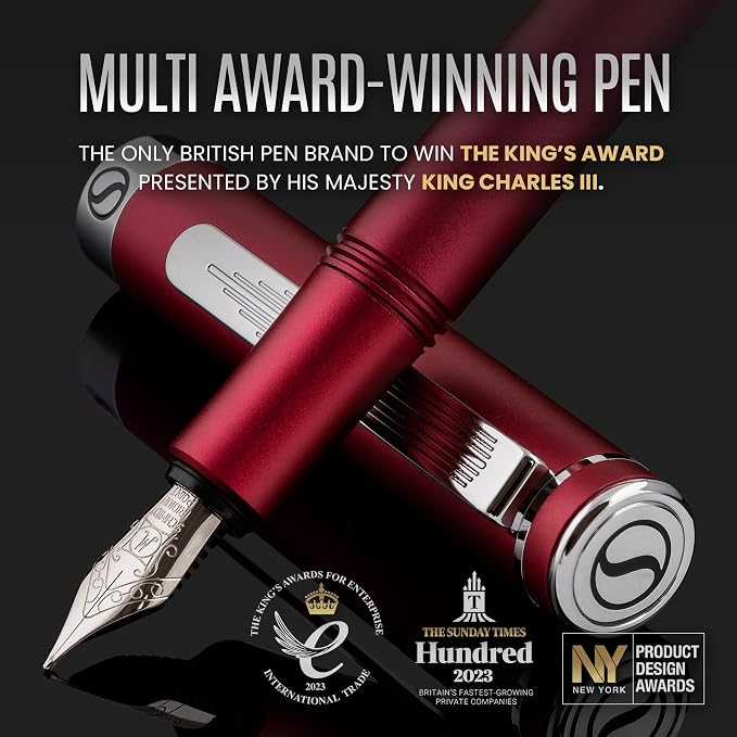 Scriveiner Luxury EDC Fountain Pen, Matt Red Pocket EDC - Image 2