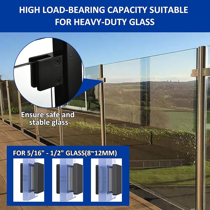 Glass Clamp－4PCS Adjustable Glass Shelf Bracket, 1/3 "-1/2 " 304 Stainless - Image 3