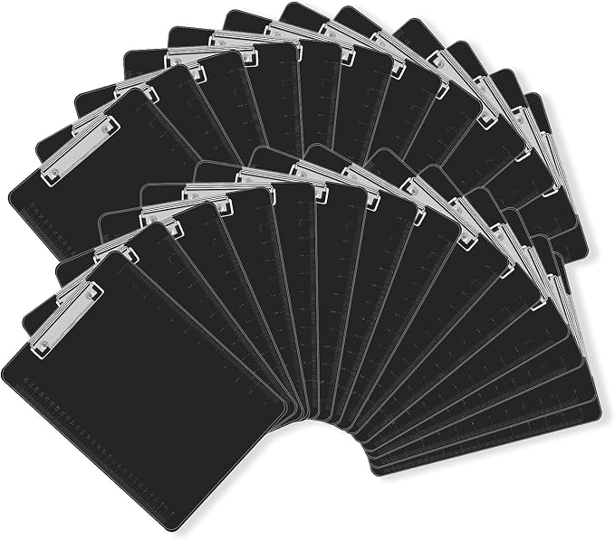 Black Clipboards, PANDRI 26 Pack Plastic Black Clipboards by PANDRI