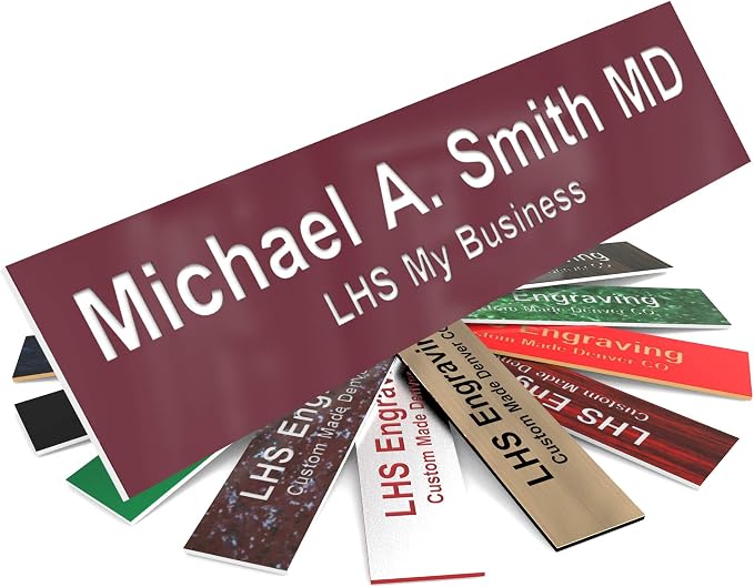 Engraved Custom Door Plate Burgundy Plastic Office Door Sign by LHS+My+Business