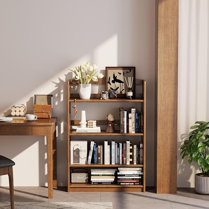AnywaysWood 4 Tier Solid Wood Open Shelf Bookcase, Modern Wooden Display - Image 6