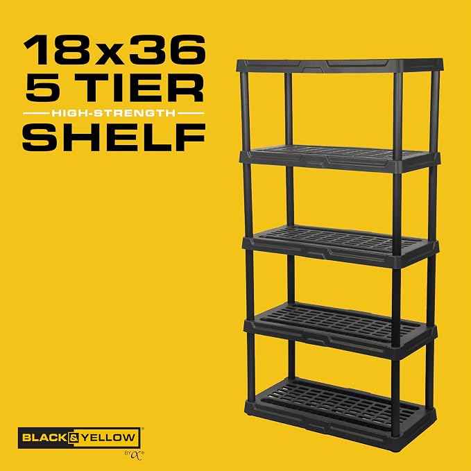 CX 5-Tier Plastic Storage Shelving Unit, Heavy Duty, 150lbs Per Shelf Capacity - Image 4