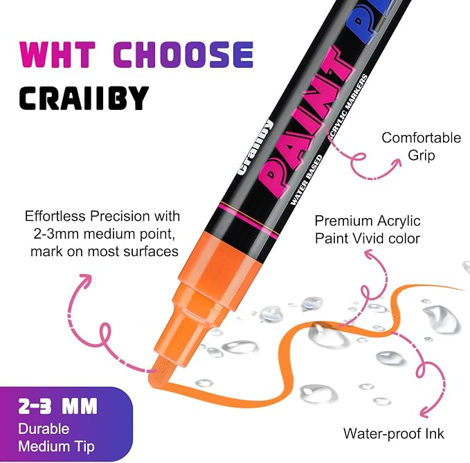 Craiiby Yellow Paint Pens Paint Markers - Image 2
