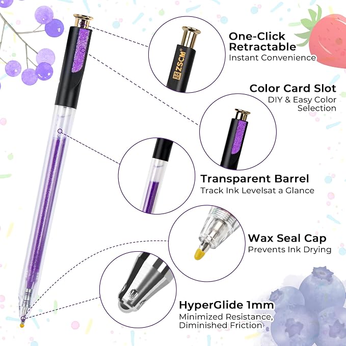 ZSCM Retractable Gel Pen For Adult Coloring, 100 Colors Large Capacity - Image 2