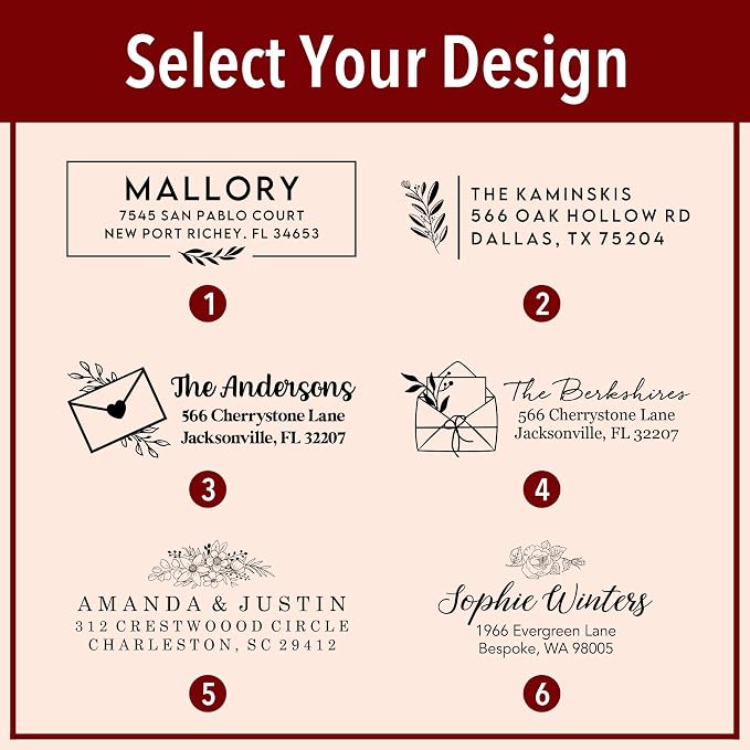 Custom Floral Address Stamp | Choose from 12 Designs | Multiple Ink Color - Image 7