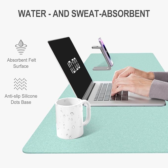 Auhoahsil Felt Desk Mat, Minimalist Large Mouse Pad XXL 35.5 x 15.7 in - Image 5