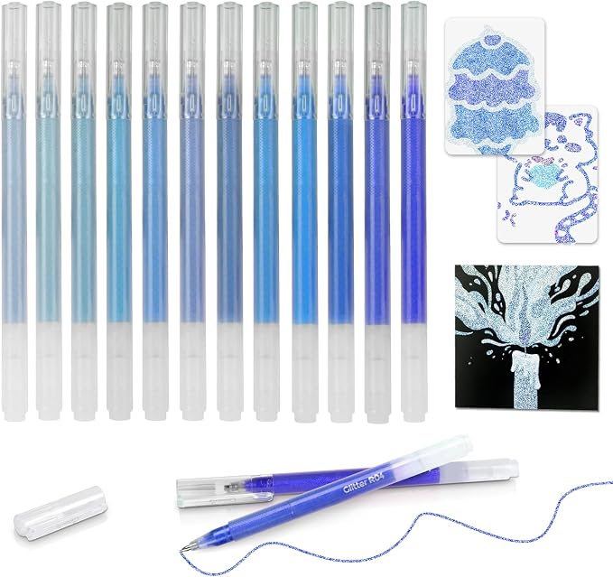 CAISEXILE 12 Blue Glitter Gel Pens Set, 1.0 mm Fine Point by CAISEXILE
