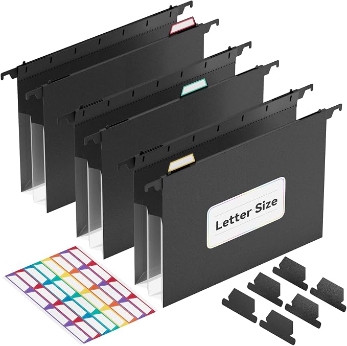 ThinkTex Extra Capacity Plastic Hanging File Folders, 3 Pack Reinforced by ThinkTex