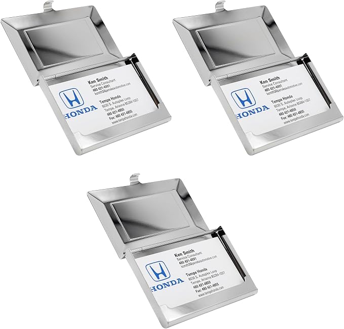 Stephanie Imports Set of 3 Slim & Minimalist Metal Business Card Holder Unisex - Image 3
