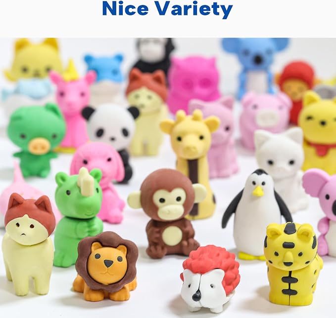 Gomimeor 45 Pcs Animal Erasers for Kids, Pencil Erasers Bulk, Cute Animal - Image 7