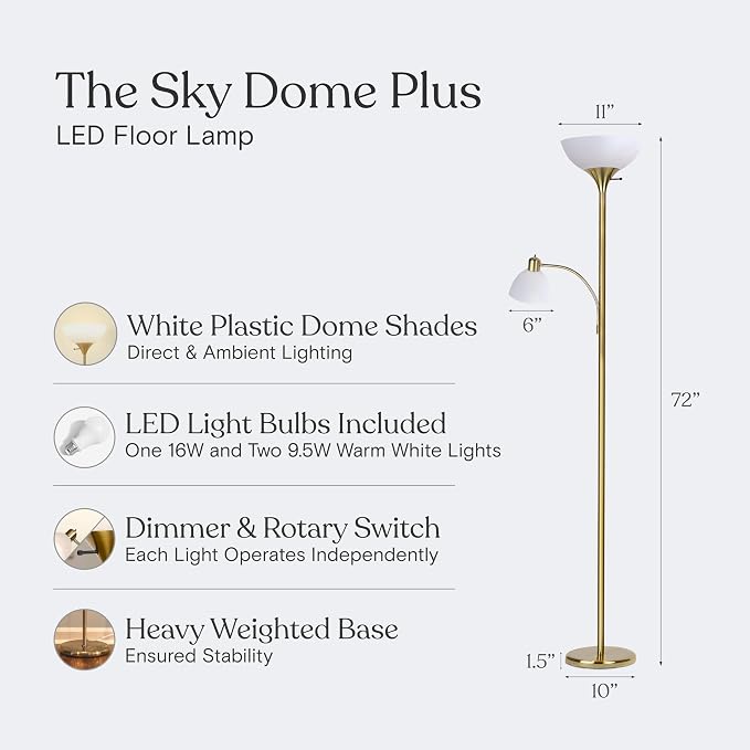 Brightech Sky Dome Plus LED Floor lamp, Torchiere Super Bright Floor Lamp - Image 5