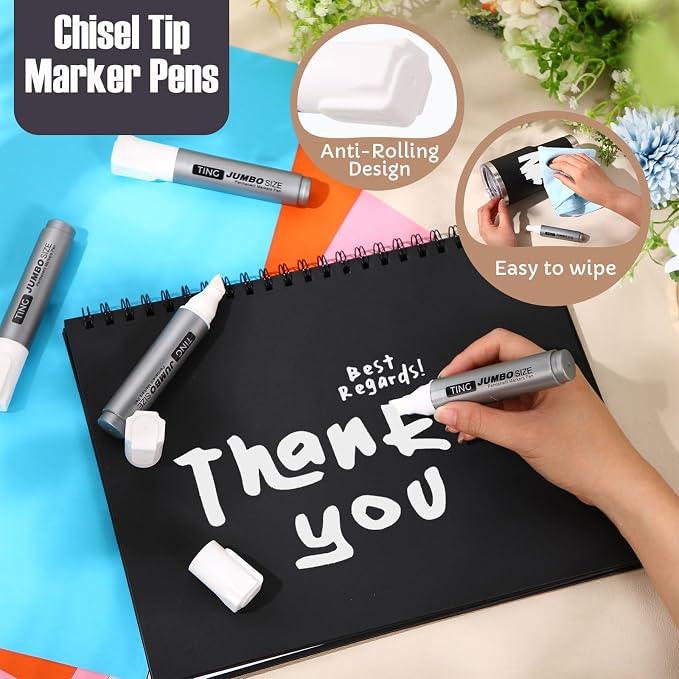 Fuutreo 10 Pack Jumbo Permanent Markers Bulk Large Chisel Tip Permanent Markers - Image 4