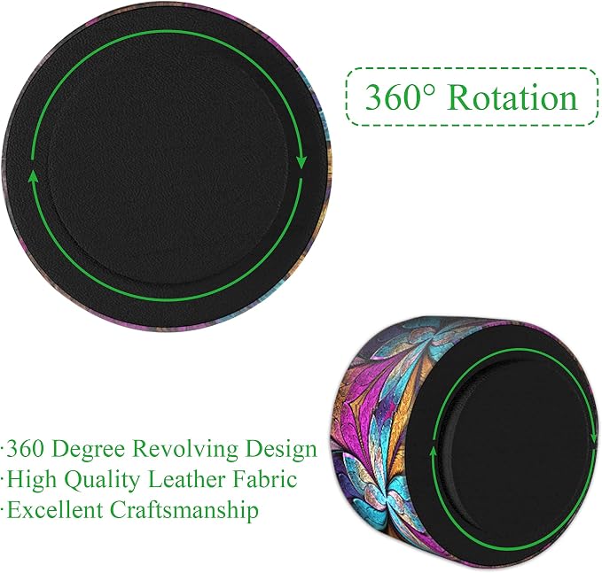 Hennaja Round Leather Art Supply Organizer, Remote Control Holder, 360 Degree - Image 4