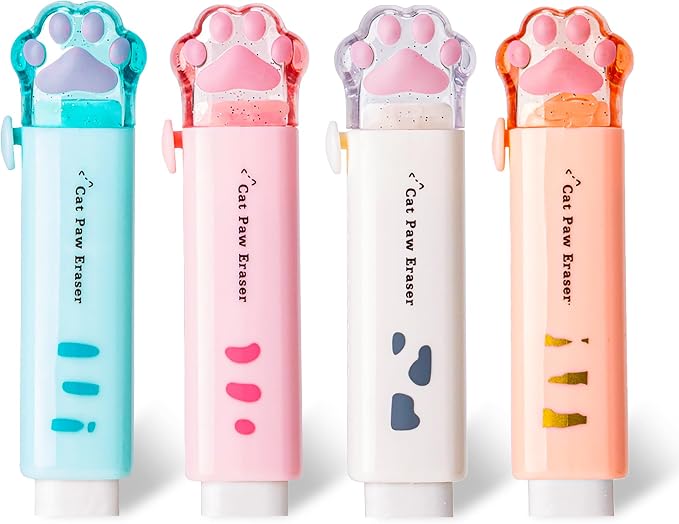 Daphilly Retractable Eraser for Pencils Cute Cat Erasers Pink Kawaii Erasers by Unknown