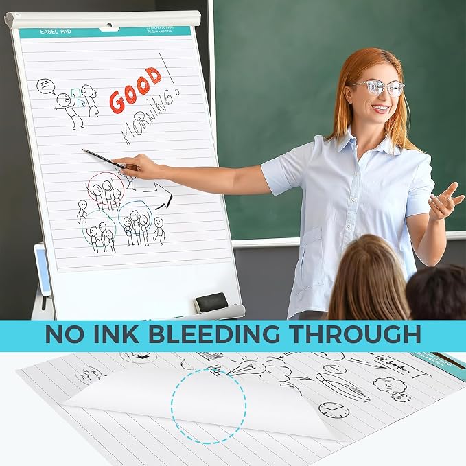 FAHKNS Lined Sticky Easel Pad，Large 25x30 Inch Self-Adhesive Teacher'S Flip - Image 4