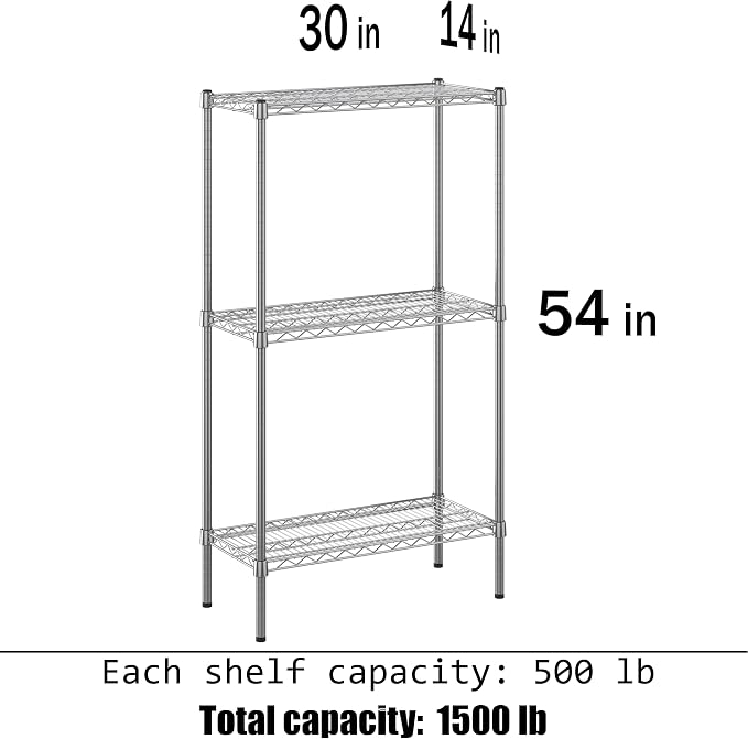 Regal Altair 14" Deep x 30" Wide x 54" Height Wire Shelving Kit | 3-Tier | NSF - Image 3