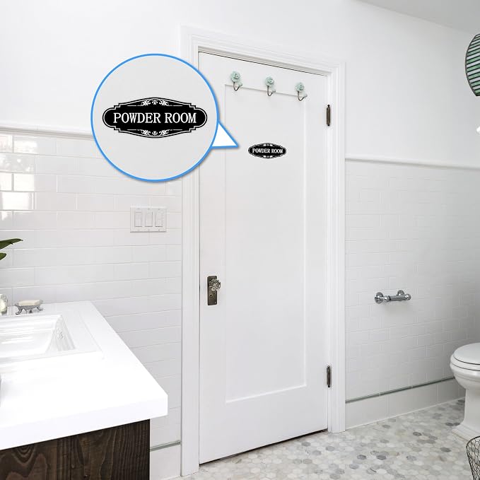 Powder Room Sign Sticker for Business and Home，Self-adhesive Cute Powder Room - Image 7