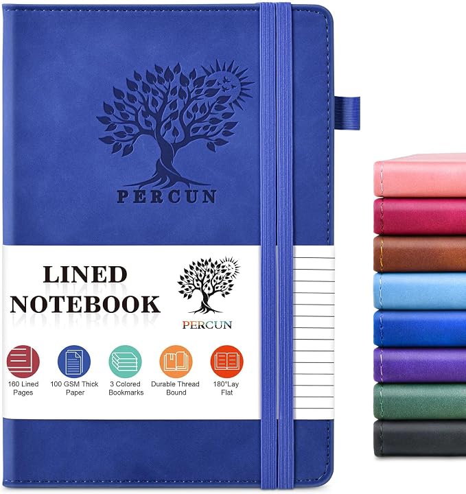 PERCUN Lined Journal Notebook for Men & Women, 160 Pages College Ruled Journal by PERCUN