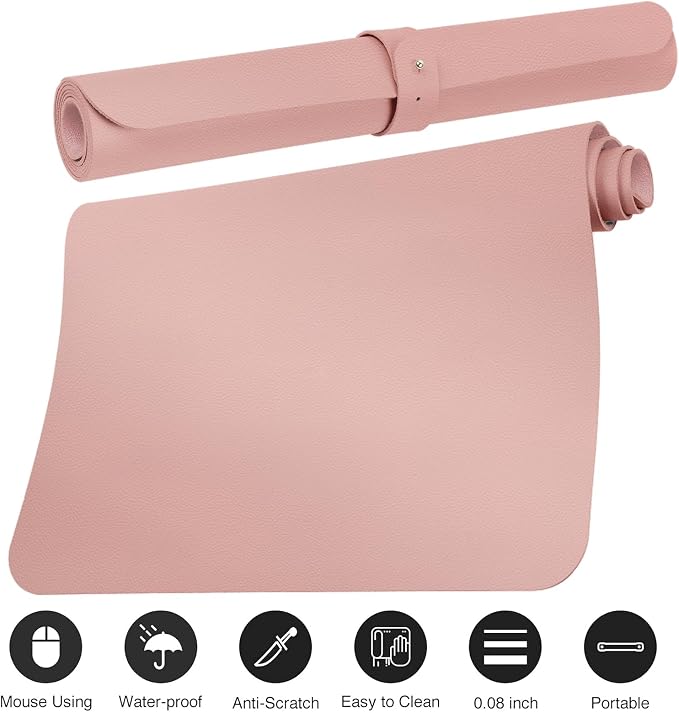 Boutilon Leather Desk Pad Protector, Non-Slip Mouse Pad, Laptop Desk Pad - Image 3