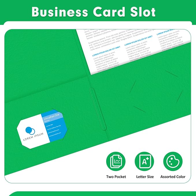 Two Pocket Folders, PANDRI 30 Pack 2 Pocket Folders, Letter Size Paper File - Image 5