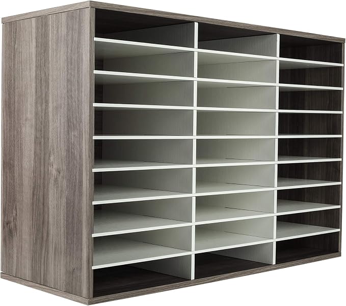 TQVAI Wood Literature Organizer, 27 Slots Hold 13500 Sheets A4 Papers, Wooden by TQVAI