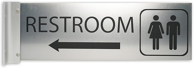 ALPHA DOG SIGNS Corridor Projecting Hallway Bathroom Sign, Left Arrow, by AlphaDog