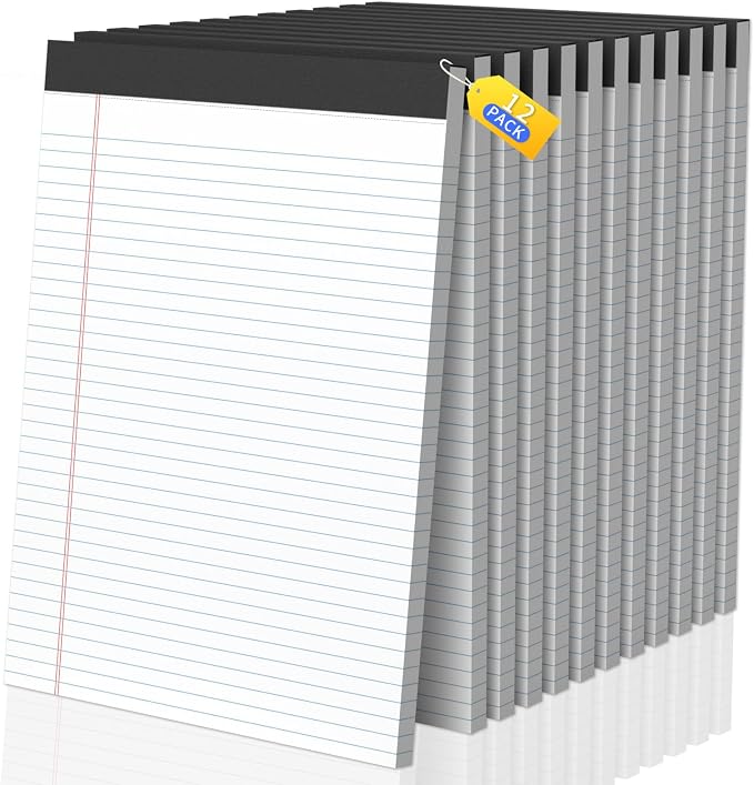 Legal Pads 8.5 X11, Narrow Ruled Notepads, 12 Pack, 50 Sheet/Pad, Tear Off by Glyanlee