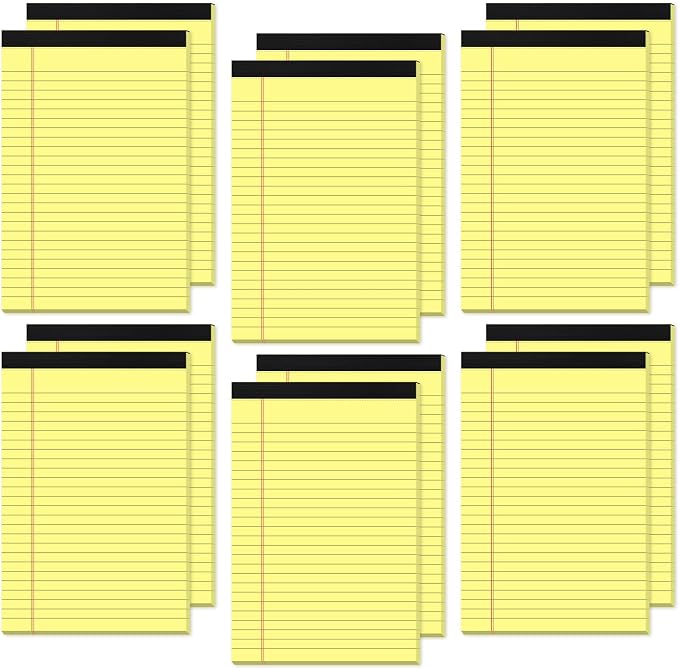 12 Pack Small Yellow Legal Pads 5x8 Note Pads 5x8 College Ruled Yellow Notepads by Aidunmis
