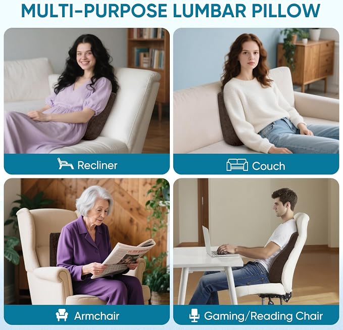 AHUAWA Back Support Pillow for Recliner Chair, Memory Foam Couch Back Cushions - Image 7