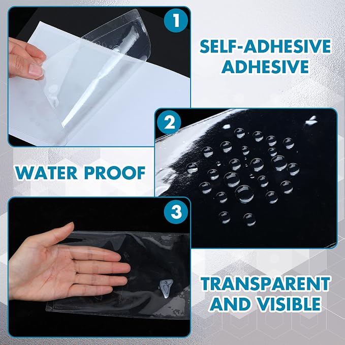 Outus Self Adhesive Shop Ticket Holders Clear Plastic Sleeves Adhesive Pockets - Image 5