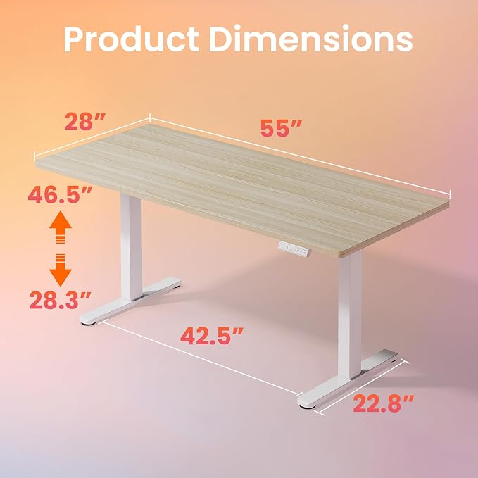 HUANUO 55 x 28 inch Electric Standing Desk Adjustable Height, 4 Memory Height - Image 3