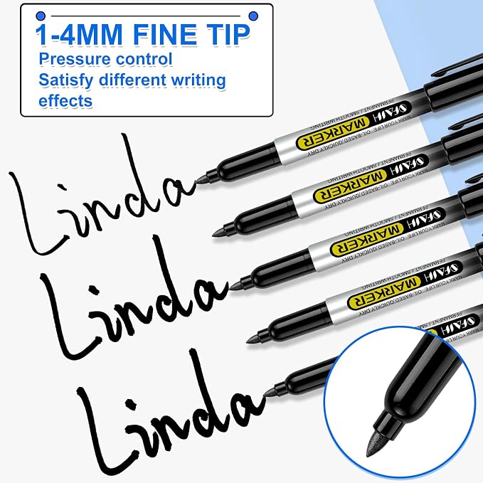 SFAIH 100 Black Permanent Markers Bulk -1s Quick Drying, Fine Point Markers - Image 7