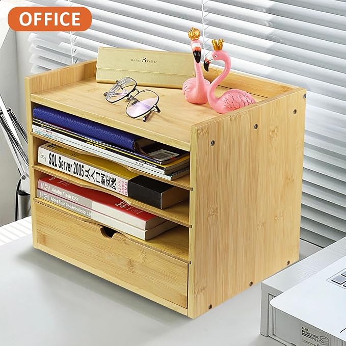 KKTONER 5-Tier Bamboo Desk Organizer - Image 6