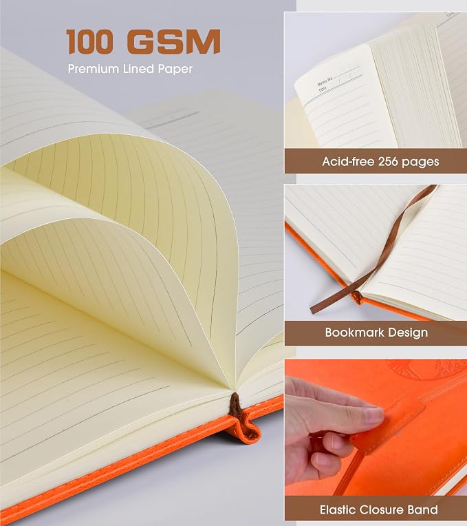 Biuwory Lined Journal Notebook for Women Men, 256 Pages A4 Large Hardcover - Image 4