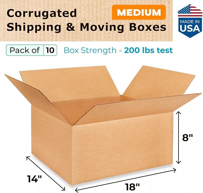 Medium Shipping & Moving Boxes 18x14x8 inches - Image 2