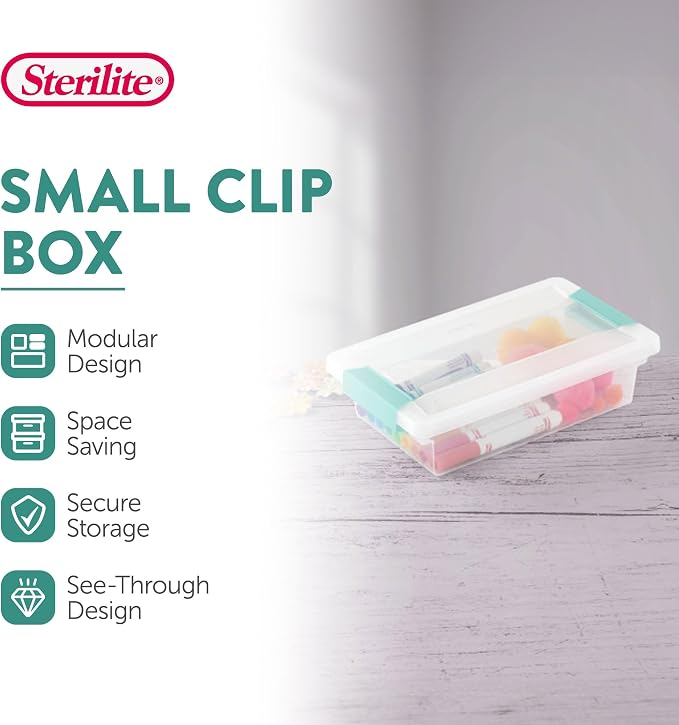 Sterilite 24-Pack Clip Box, Stackable Clear Plastic Bins - Image 2