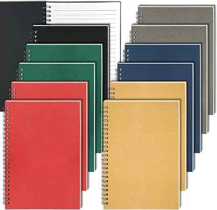 12-Pack A5 Spiral Notebooks, 120 Pages, Assorted Colors