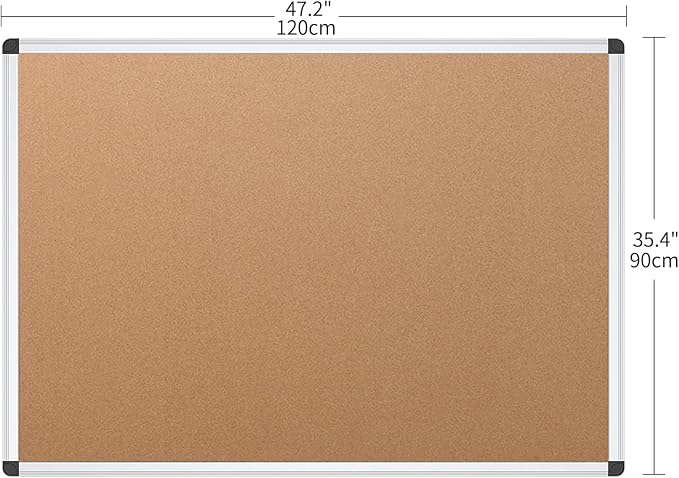 VIZ-PRO Cork Notice Board, 48 X 36 Inches - Image 2