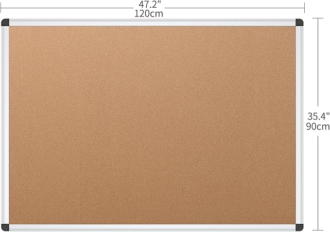 VIZ-PRO Cork Notice Board, 48 X 36 Inches, Cork Bulletin Board - Image 2