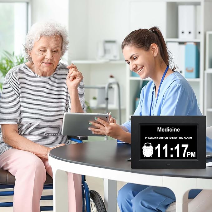 TMC 8 Inch Dementia Clock for Seniors – Large Auto-Dimming Calendar Display - Image 3