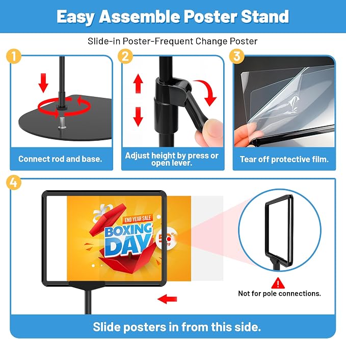 4Pack Sign Stand for Display 8.5 x 11, Adjustable Poster Stand for Table Top & - Image 5