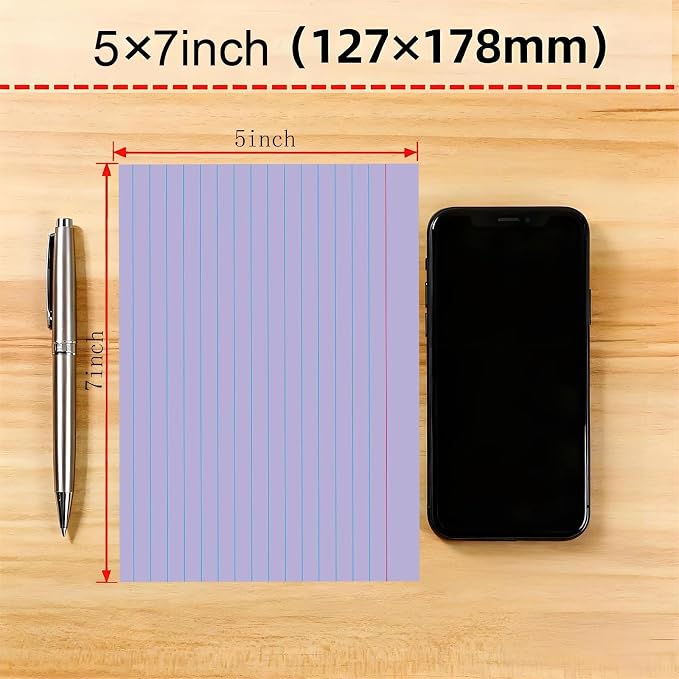 JINMIKEJI Purple Ruled Index Cards 5x7 Inch - Image 2