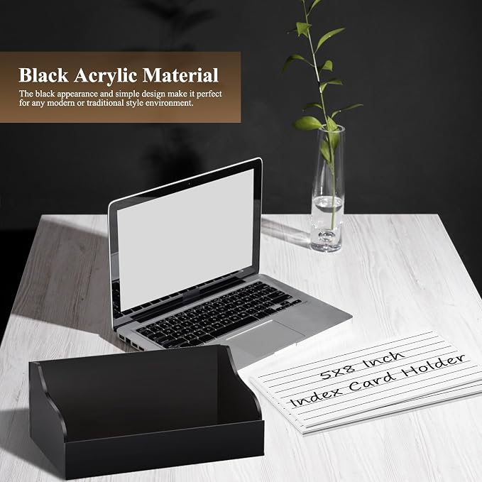 SHIQIKEJIPTY 5X8 Index Card Holder Acrylic Black Note Card Holder Index Card - Image 7