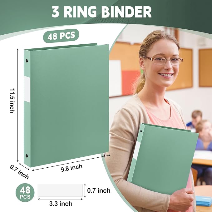 Henoyso 48 Pcs 3 Ring Binder 0.5 Inch Round Fits Letter Size 8.5'' x 11'' Paper - Image 2