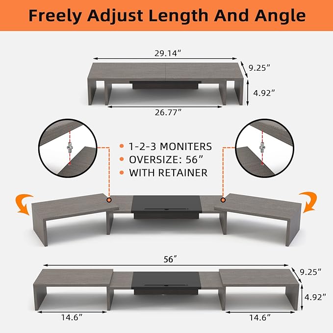 WESTREE Triple Dual Monitor Stand Riser, Monitor Stand - Image 6