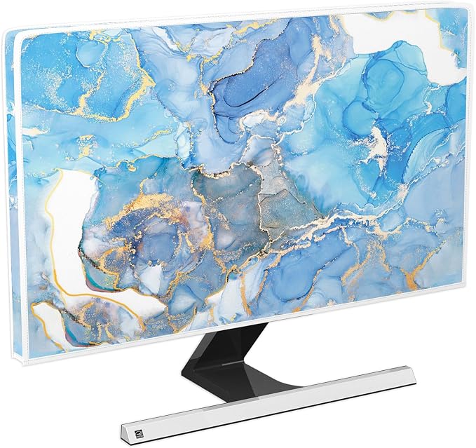 Baocicco Baby Blue Gold Marble Waterproof Computer Monitor Dust Cover 26 by Baocicco