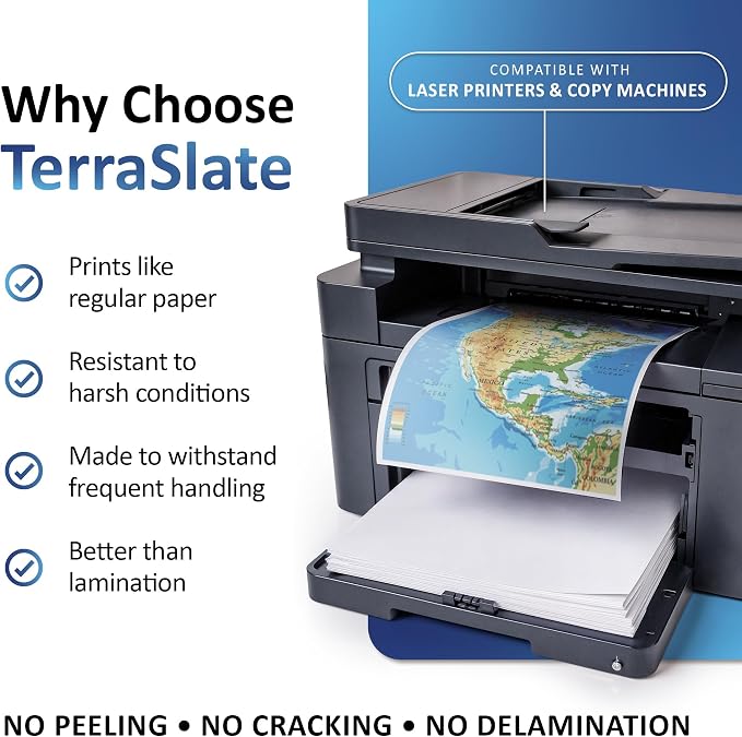 TerraSlate Waterproof Paper, 5 MIL 8.5” x 11”, Laser Printer & Copy Machine - Image 4
