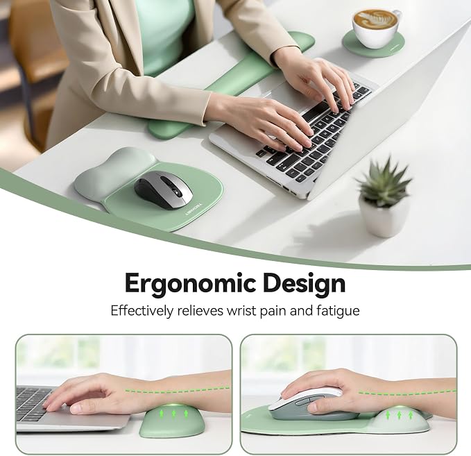TECKNET Gel Mouse Pad with Wrist Rest, 3 in 1 Keyboard Wrist Rest - Image 2