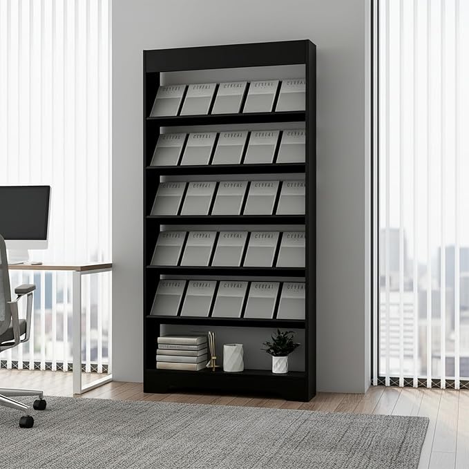 LHIUGE 4-Layer Brochure Display Rack, Freestanding Wooden Magazine Rack - Image 6